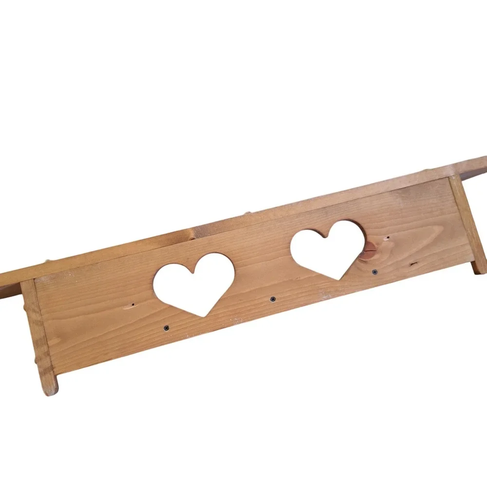 Vintage Heart Shelf Solid Wood Large Mantle 3 Peg Grannycore Cottage Farmhouse